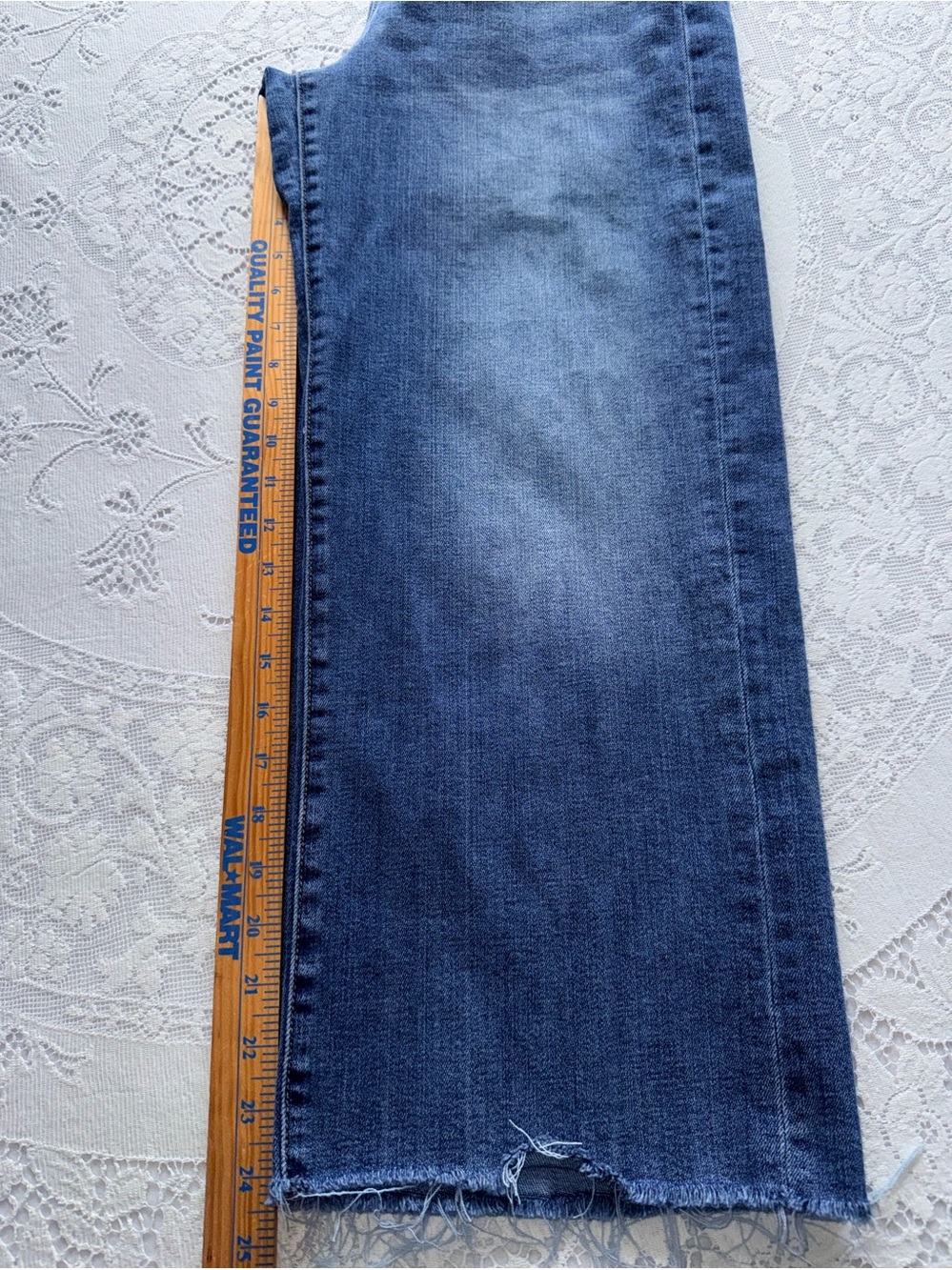 Liverpool woman’s high-rise Wide-Leg raw hem cropped Jeans in Dark‎ Blue 12/31 - Picture 14 of 16